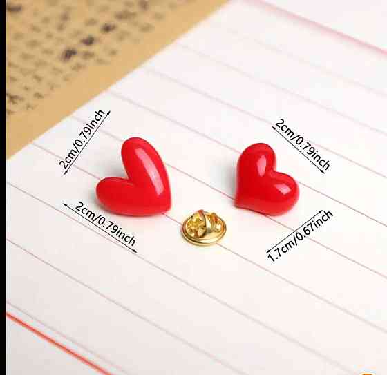 Набір брошок із смоли «Червоні серця» – 2 шт Київ