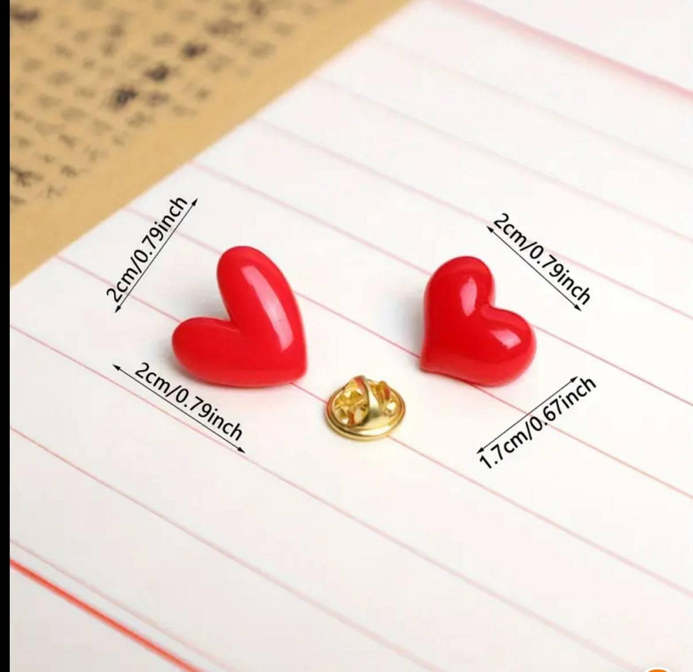 Набор брошей из смолы «Красные сердца» – 2 шт Киев - изображение 3