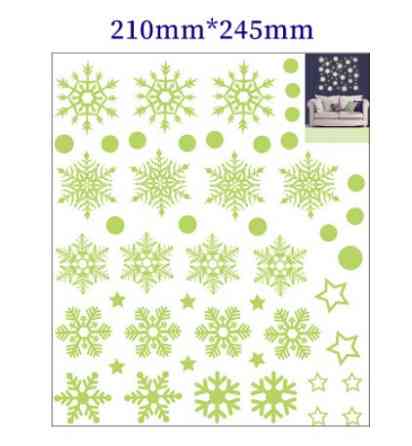 Снежинки на новый год на окна фосфорные 210 на 245 мм салатовый Киев
