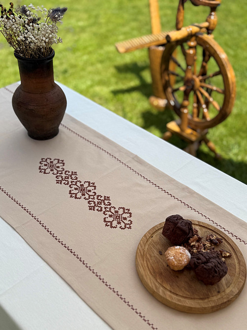 Ecotton Ранер доріжка Ecotton 45x170 см для обіднього столу водовідштовхувальна в етно-стилі бе Київ - фото 4