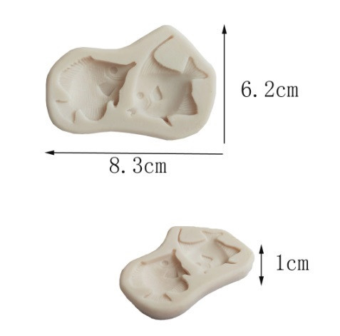 Молд силиконовый Рыбки 83 на 62 мм серый Киев - изображение 2