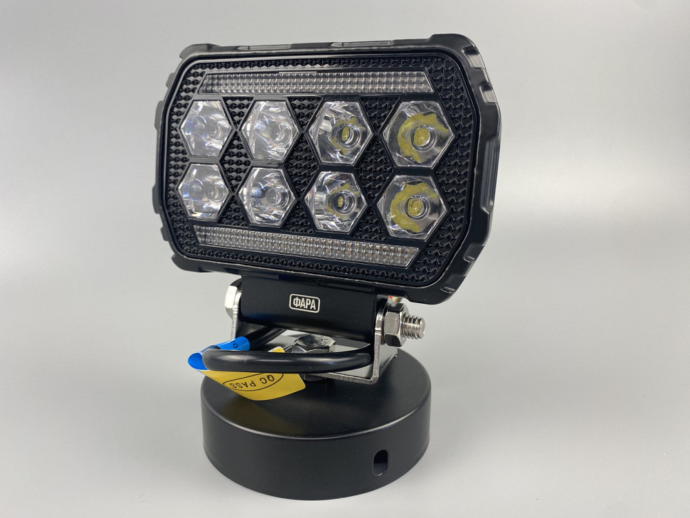 Фара LED квадратна 8 Led chip 12/24V. Широкий промінь + DRL світло + стробоскоп, світло 6500 К, IP67 Мукачево - фото 1