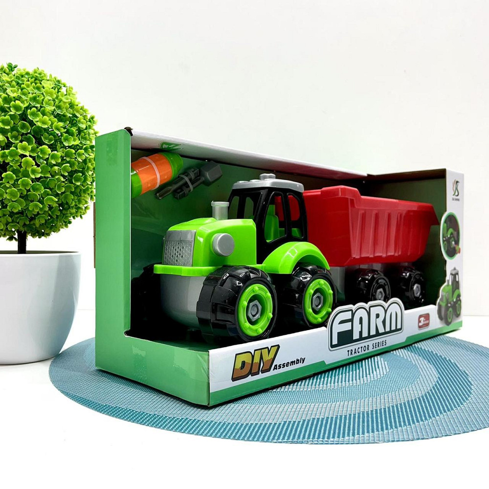 Трактор конструктор на шурупах із причепом 32 см Зелено-червоний (0488-801-2-3) Чернигов - изображение 8