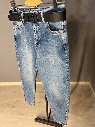 Джинсы женские SESSANTA 16484 MOM jeans высокая посадка увеличенные размеры стрейчевые с ремнем сини Одесса - изображение 3
