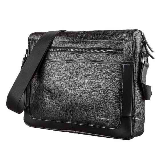 Деловая мужская сумка из кожи флотар на плечо SHVIGEL 11244 Черная Киев