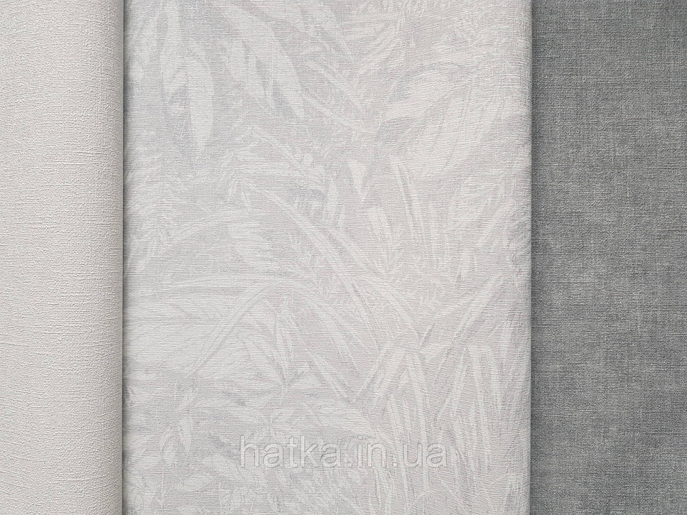 Шпалери вінілові на флізеліні AS creation Amber метрові 1.06Х10 листя гілки сірі білі зі сріблом Київ - фото 2