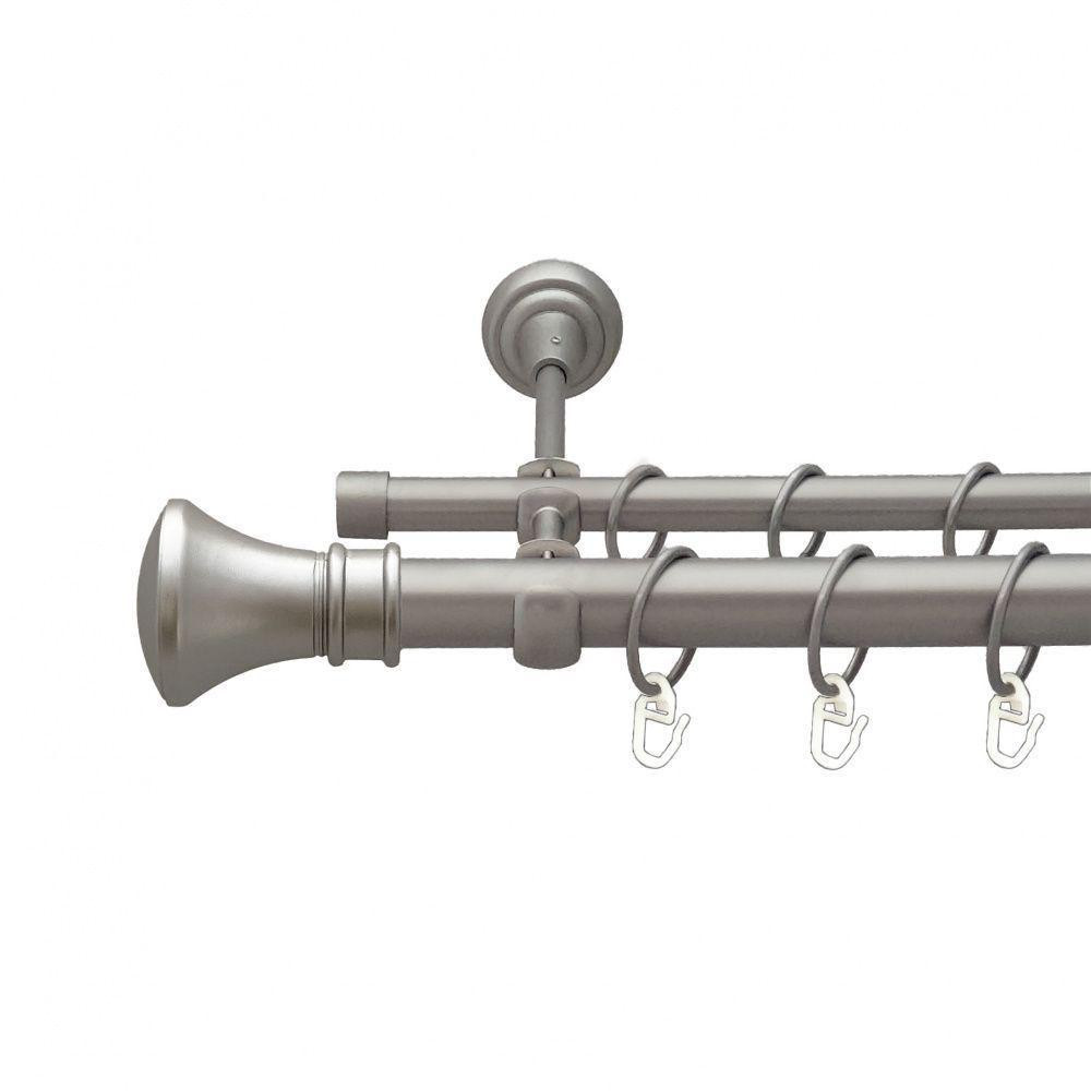 Карниз Orvit Люксор металевий дворядний відкритий гладка труба кільце металеве Сатин 25\16 мм 200 см (00-00011024) Львів - фото 1