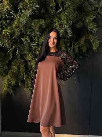 Вечірня сукня з прозорими рукавами Sofira 54-56, Шоколадний Київ