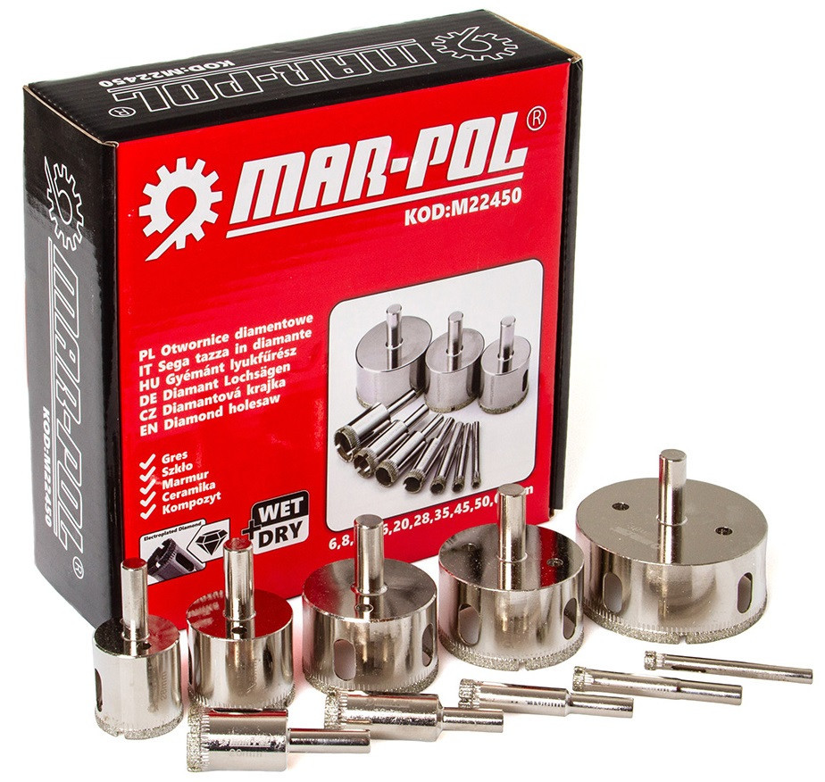 Набор кольцевых алмазных коронок 10 шт от 6-68 мм Mar-Pol (M22450) Нововолынск - изображение 1