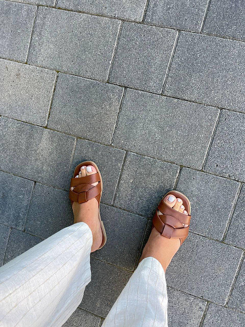 Jasmine Зручні шльопанці жіночі, натуральна шкіра, коричневі на низькому ходу Jasmine 405 р. 35 Коломыя - изображение 7