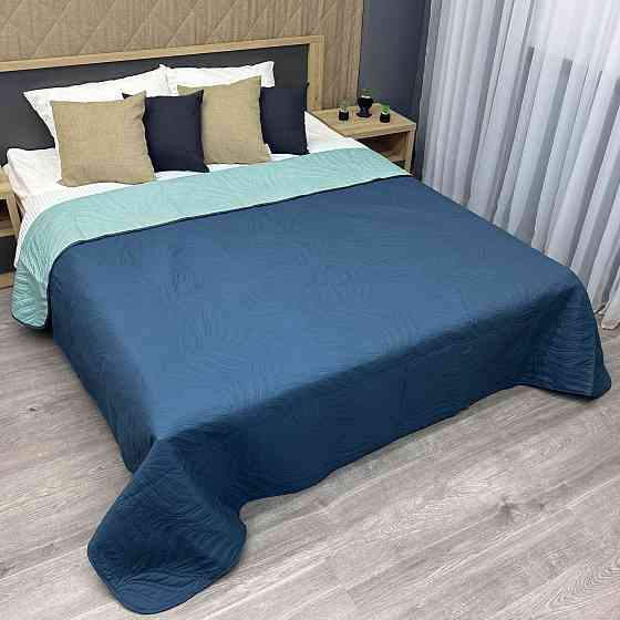Покривало двостороннє Decorator Microfiber листя 215x240 см синій з блакитним (85-101) Київ