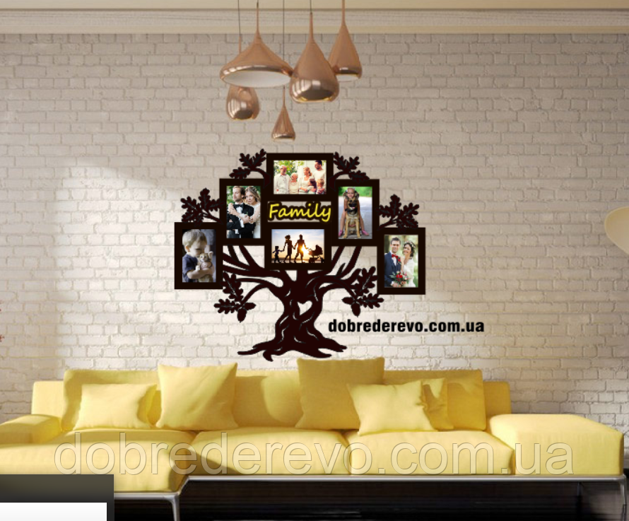 Родовое дерево на 6 фотографий / Родине дерево/ фоторамка / Родовое дерево/ композиция / коллаж / подарок Вижница - изображение 4