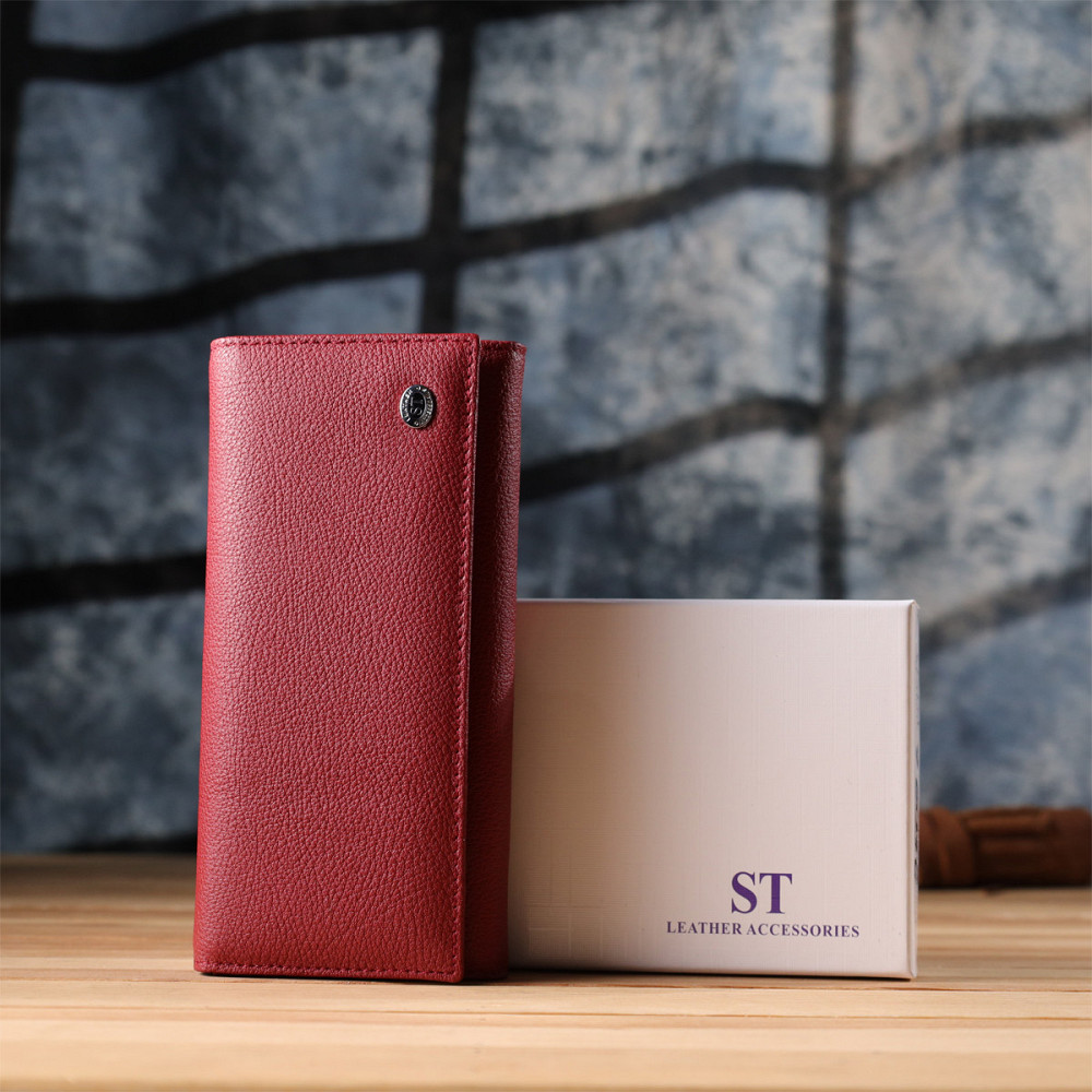 Женский вместительный кошелек из натуральной кожи Красный (ST Leather) Киев - изображение 4