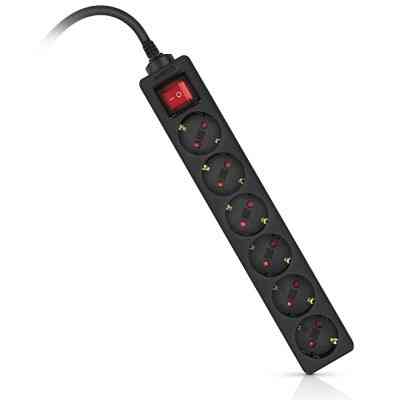 Мережевий фільтр живлення REAL-EL RS-6 Protect M 1.8m, black (EL122300032) Вінниця