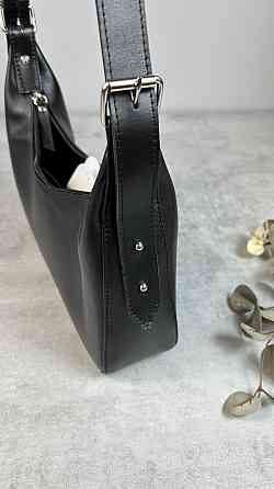 Женская кожаная сумочка, Стильная сумка из натуральной кожи, Маленькая черная сумка на плечеMasterSem Киев