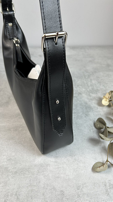 Женская кожаная сумочка, Стильная сумка из натуральной кожи, Маленькая черная сумка на плечеMasterSem Киев - изображение 5