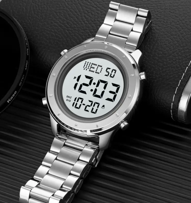 Мужские наручные электронные часы Skmei 1864 (Серебристый с браслетом) Винница - изображение 6