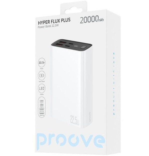 Універсальна мобільна батарея Proove Hyper Flux Plus 22.5 W 20000 mAh White (PBF222120002) ( Білий ) Харьков - изображение 2