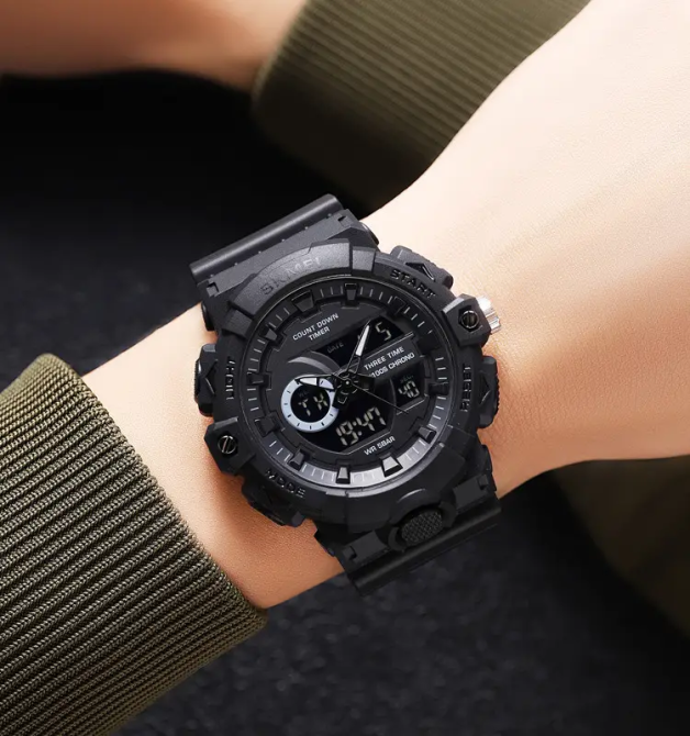 Часы мужские наручные спортивные Skmei 2225 с комбинированным циферблатом (Черный с черным) Киев - изображение 5