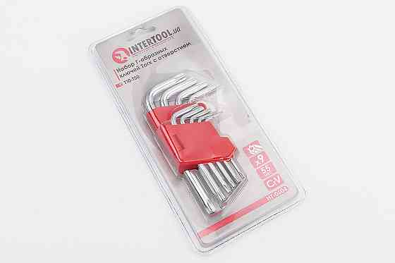 Набір Г-подібних ключів з отвором TORX (T10/T15/T20/T25/T27/T30/T40/T45/T50) CrV HT-0604 Київ