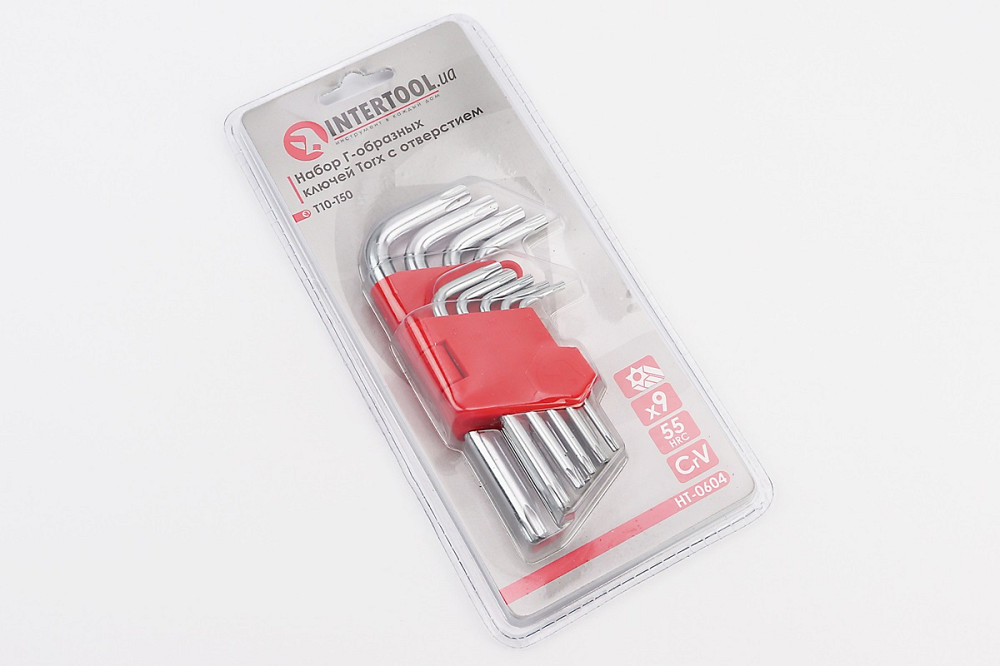 Набір Г-подібних ключів з отвором TORX (T10/T15/T20/T25/T27/T30/T40/T45/T50) CrV HT-0604 Київ - фото 1