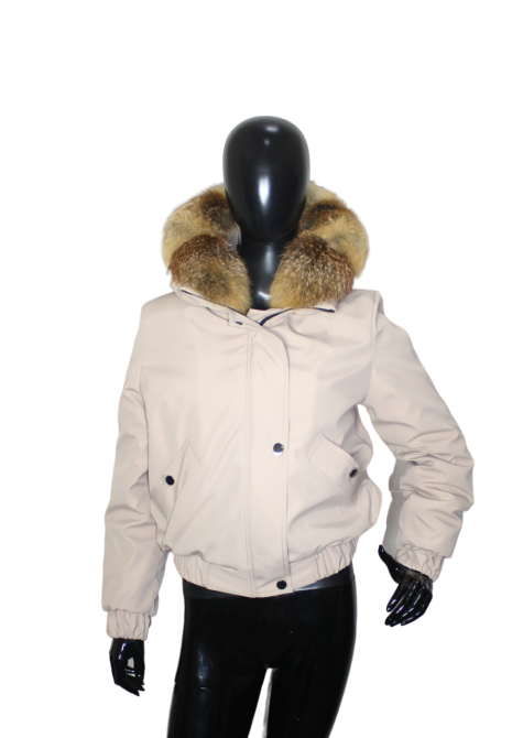Бомбер женский с мехом лисицы Бежевый 44 Харьков - изображение 3