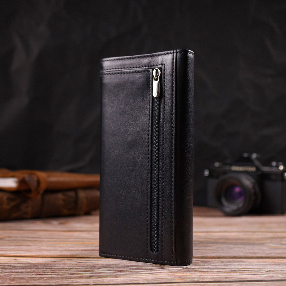 Шикарный женский кошелек с удобным функционалом кожаный CANPELLINI 21724 Черный Киев - изображение 2