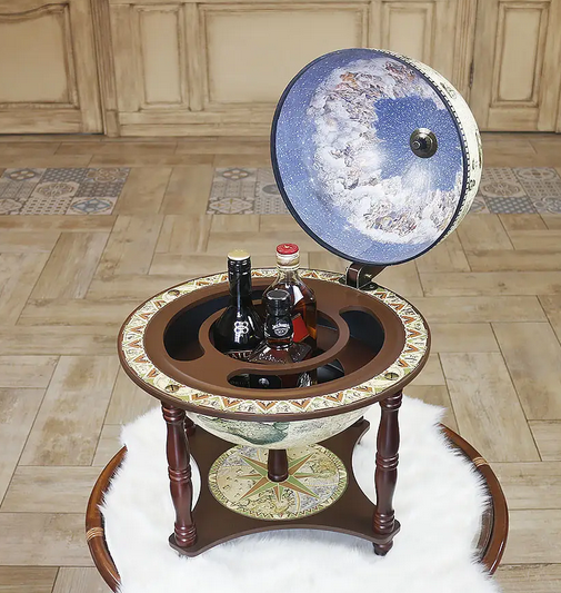Глобус бар настольный на 4-х ножках Карта мира новый дизайн кремовая сфера Киев - изображение 2