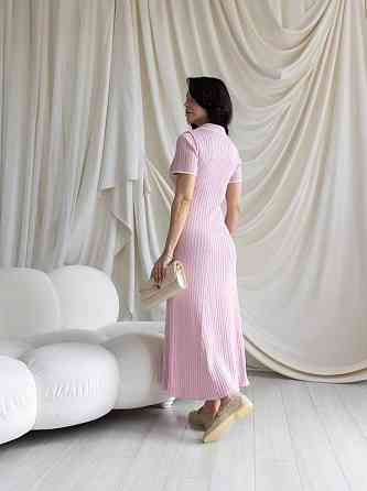 Женское длинное платье-поло в стиле олд мани трикотаж рубчик Одесса