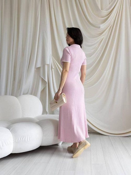 Жіноча довга сукня-поло у стилі олд мані трикотаж рубчик Одеса - фото 6