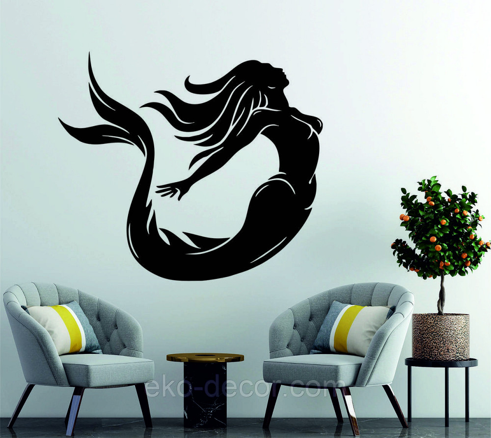 Декоративное настенное 3D Панно «Русалочка» Декор на стену с объемом 90*78 см, Черный Киев - изображение 3