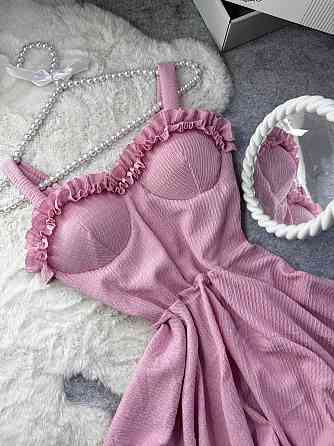 Жіноче святкове ефектне плаття на бретелях із чашечками жатка зара Рожевий, 46/48 Одеса