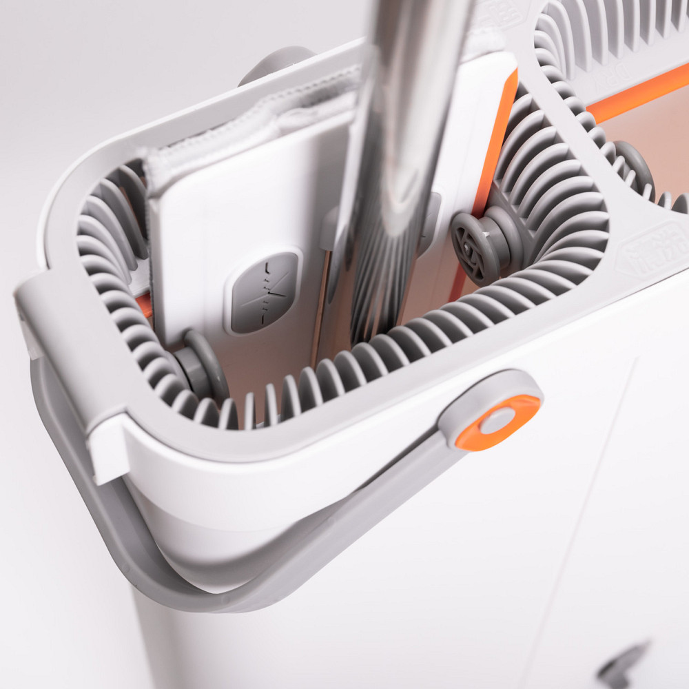 Household Швабра з відром для миття підлоги з віджимом, плоска насадка з мікрофібри, набір для Коломия - фото 3