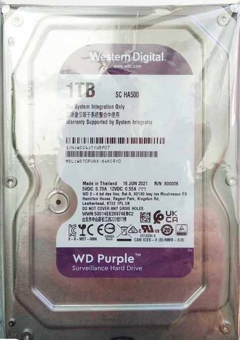 WD Purple 1 TB (Новий, запечатаний) для відеоспостереження. Харків - фото 1