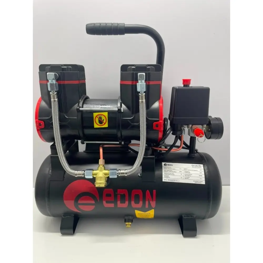 Потужний компресор безмасляний Edon ED-1100-10L: ресивер 10л, 1.1 кВт. (ED1100-10L) Київ - фото 1
