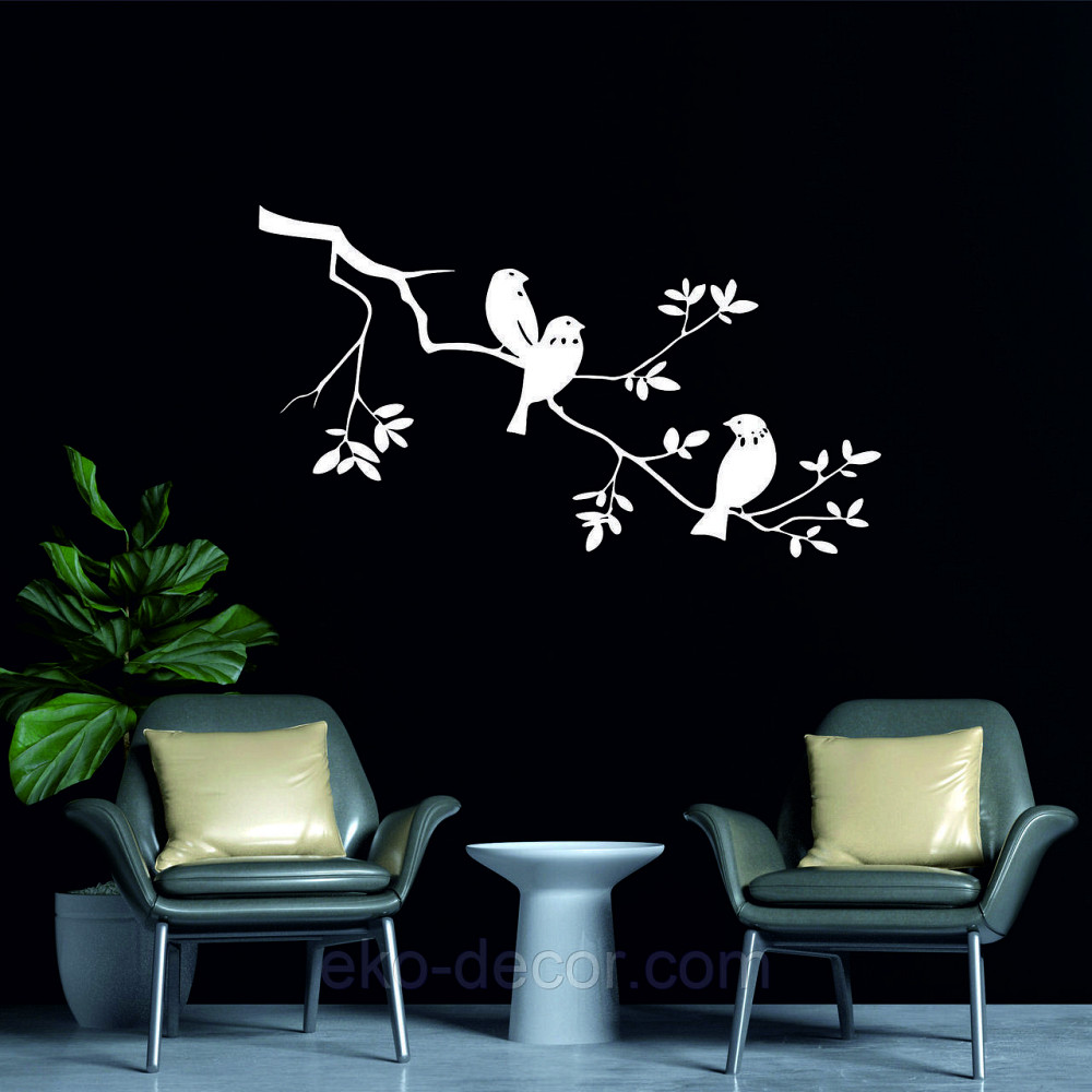 Декоративное настенное Панно «Птички на ветке», Декор на стену 110*62 см, Белый Киев - изображение 2