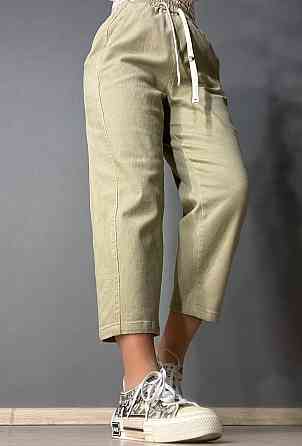 Джинси жіночі A-N 9962 MOM кюлоти укорочені резинка на таліі шнурок бежеві, бежевий, L, L, 83 см, 108 см Київ