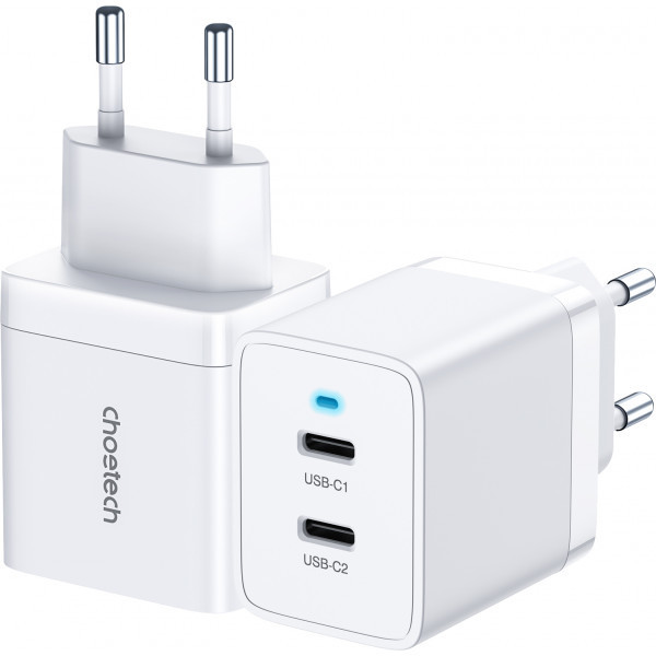 Зарядний пристрій 2хUSB-C 40W PD QC3.0 Q5006 білий Choetech (Q5006-EU-WH) Київ - фото 3