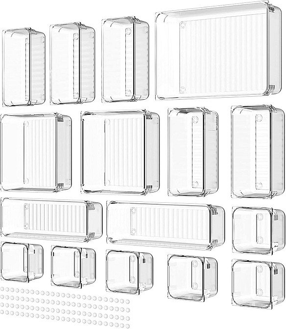 Набір органайзерів для шухляд Yosemy, 16 шт, антиковзкі роздільники, різні розміри, для кухні, косметики, офісу Київ - фото 1