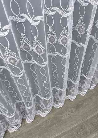 Тюль фатин с вышивкой и люрексом цвет белый с пудровым 1567т Киев