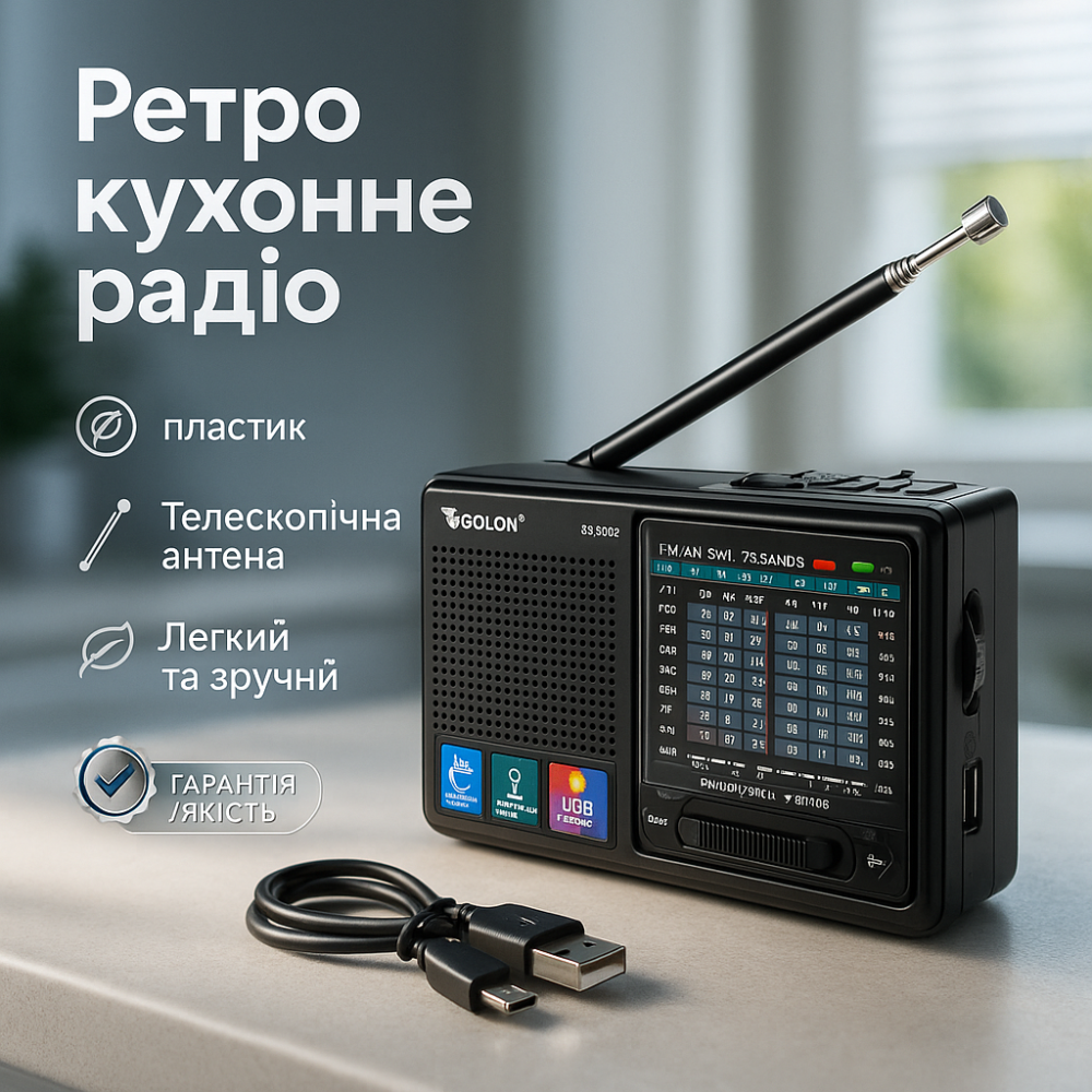 Портативний всехвильовий радіоприймач MP3 USB Golon RX-6622, Міні радіо, Приймач для подорожей MZ-92 Львів - фото 19