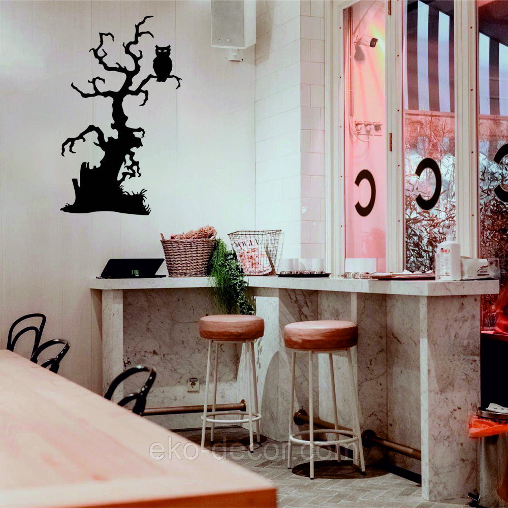 Декоративне настінне Панно «Хелловіїн, силует дерева», Декор на стіну 90*55 см, Чорний Київ - фото 9