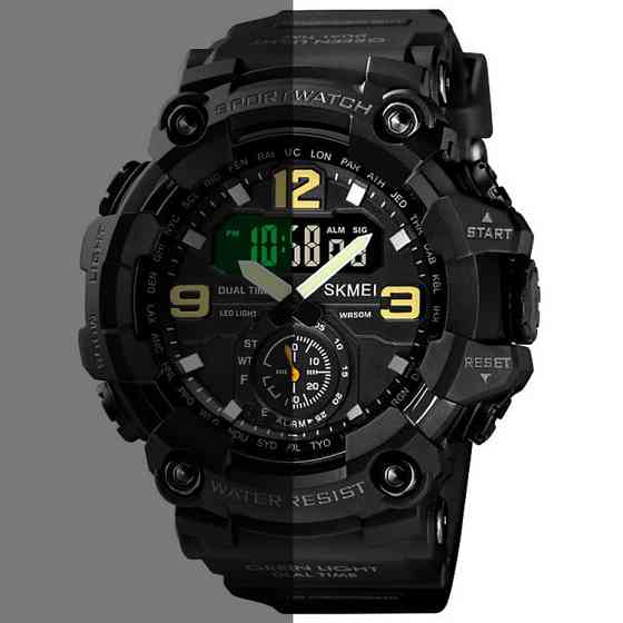 Мужские спортивные наручные часы Skmei 1637 водонепроницаемые (Черные) Винница