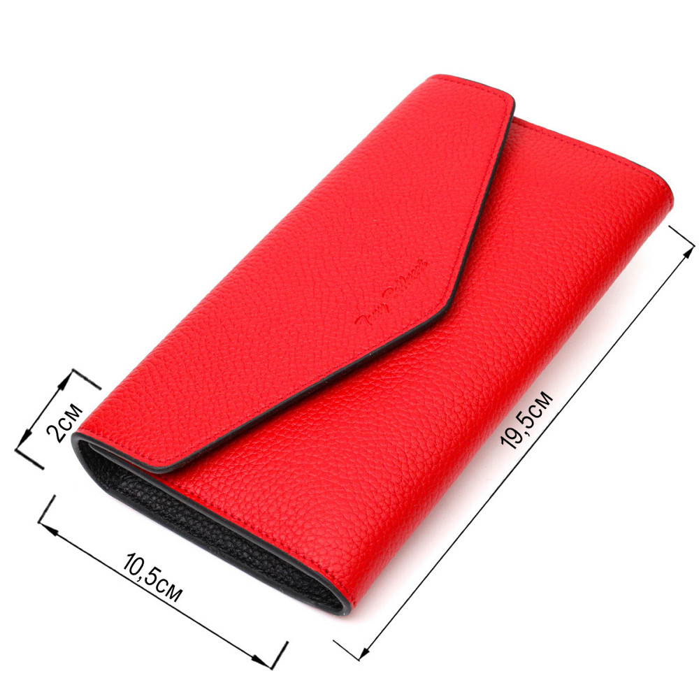 Комбинированное женское большое портмоне из натуральной кожи Красный (Tony Bellucci) Киев - изображение 7