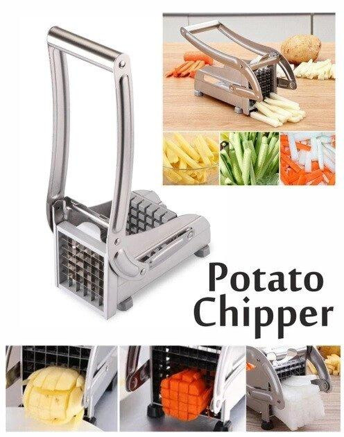 Машинка для нарезки  картошки фри из нержавеющей стали, 2 насадки с толкателем, удобная для хранения Одесса - изображение 2