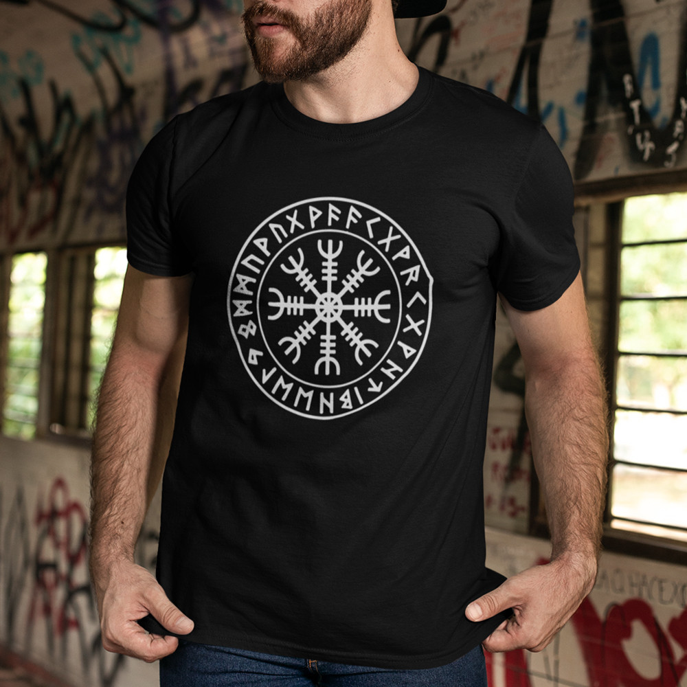 Футболка мужская "Агисхьяльм" для лета / Дизайнерская базовая футболка с украинским уникальным принт Запорожье - изображение 3