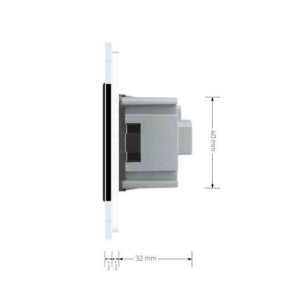 LIVOLO Електрична розетка з заземленням LIVOLO, чорна з білою рамкою, шторки, скло, 250В 16А (V Коломия