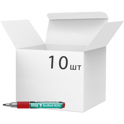 Маркер Stanger водостійкий, 1-3 мм, з грипом червоний 10 шт (MARKER-PER-STM250R10) Вінниця - фото 1