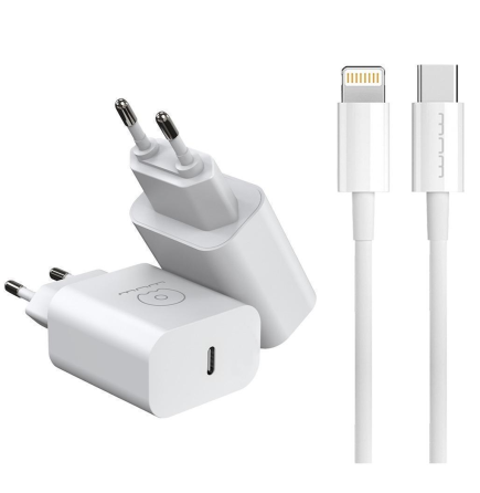Мережевий зарядний пристрій з кабелем WUW-T81L PD 20W USB C fast charger +USB C to Lightning cable kit Одеса