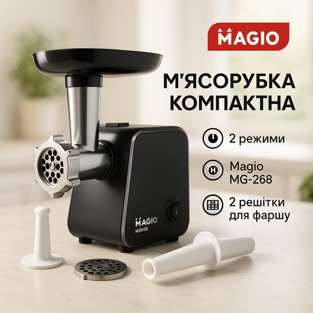 Кухонна якісна електром'ясорубка для дому Magio, М'ясорубка з металевим корпусом, М'ясорубки шнекові CE-91 Львів - фото 18